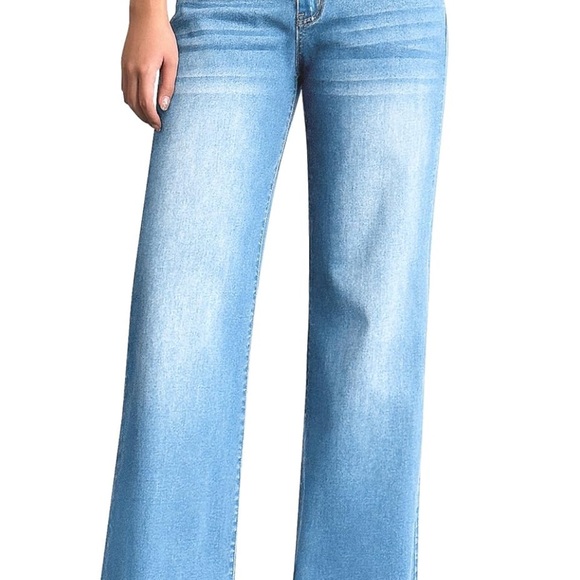 Stylish Sky Blue Wide-Leg Jeans for Women - Picture 4 of 7